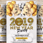 Elegant New Year Countdown Party Flyer High Resolution PSD
