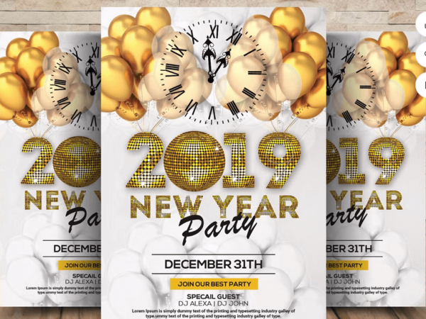 Elegant New Year Countdown Party Flyer High Resolution PSD