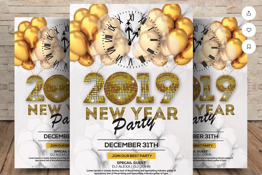 Elegant New Year Countdown Party Flyer High Resolution PSD