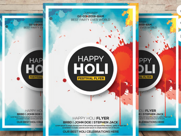 Festival of Color Holi Flyer Poster PSD Template