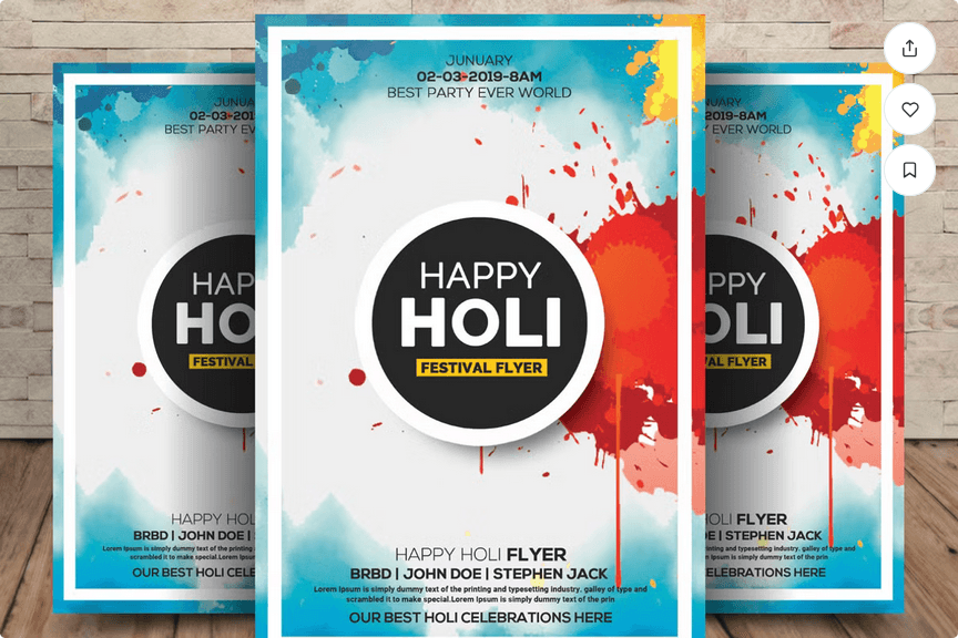 Festival of Color Holi Flyer Poster PSD Template