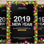 Glittering New Year Disco Party Flyer – Print Ready PSD Format