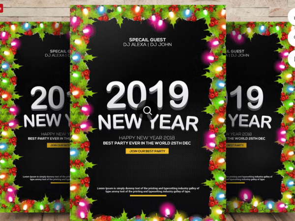 Glittering New Year Disco Party Flyer – Print Ready PSD Format