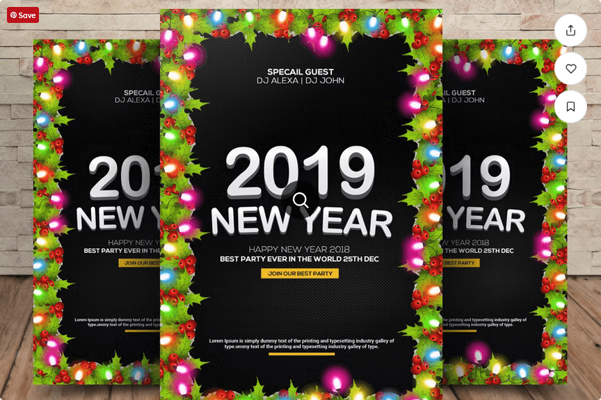 Glittering New Year Disco Party Flyer – Print Ready PSD Format