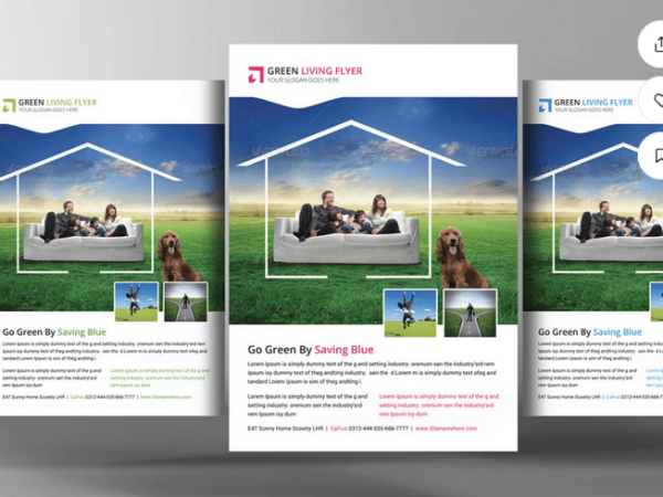 Green Living Flyer Template PSD