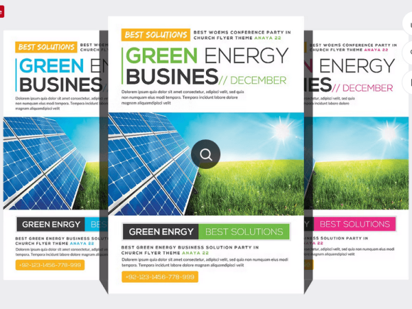 Green energy flyer template psd