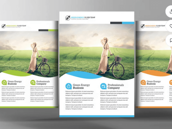 Green energy flyer template psd free