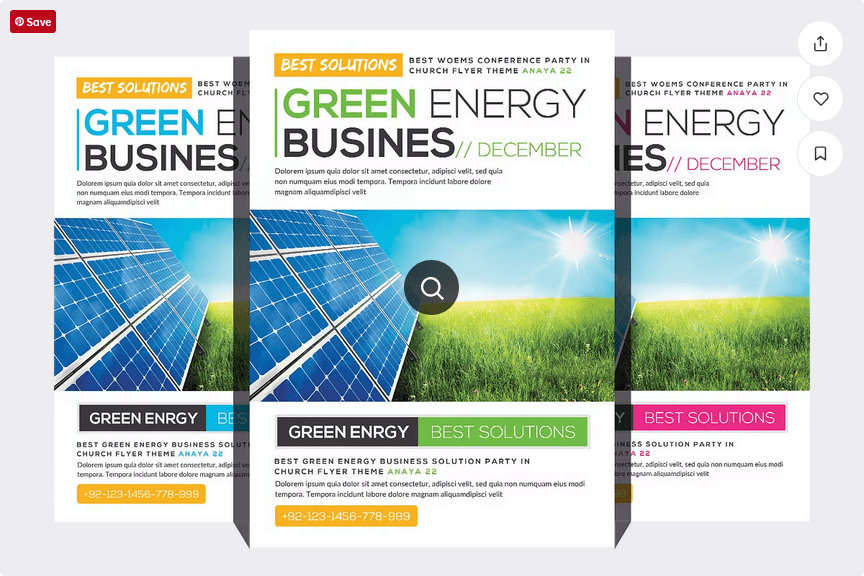 Green energy flyer template psd