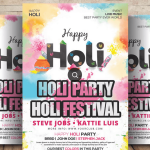 Happy Holi Party Flyer PSD Template Download