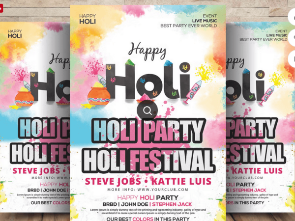 Happy Holi Party Flyer PSD Template Download