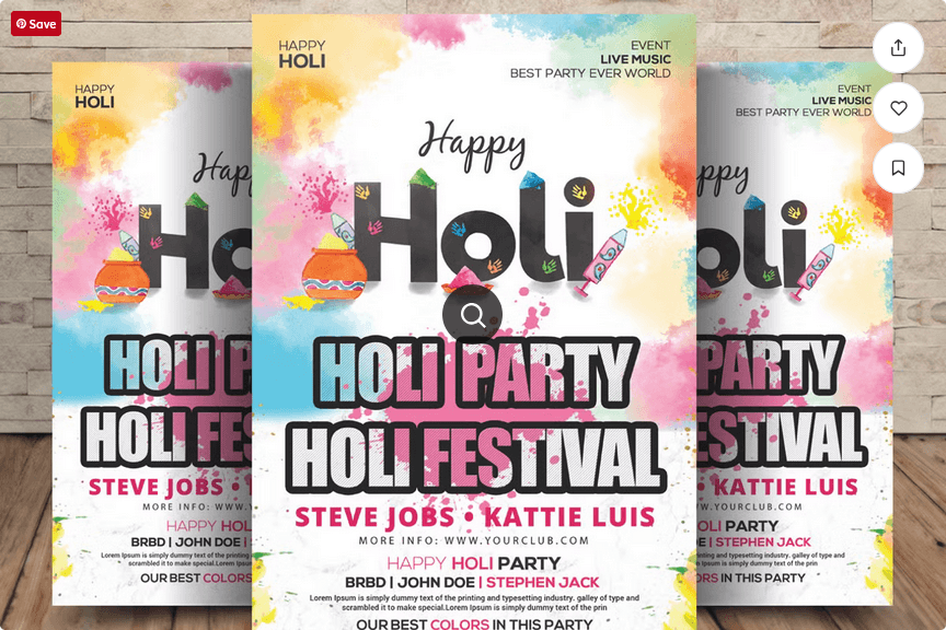 Happy Holi Party Flyer PSD Template Download
