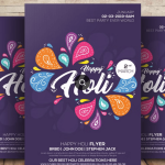 Happy Holi Party Flyer PSD Template File