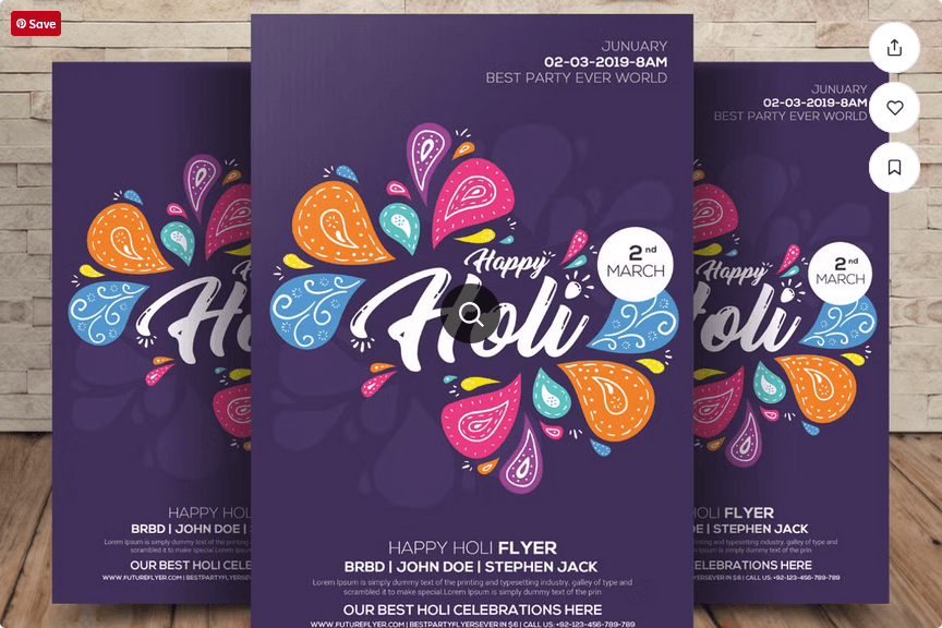 Happy Holi Party Flyer PSD Template File