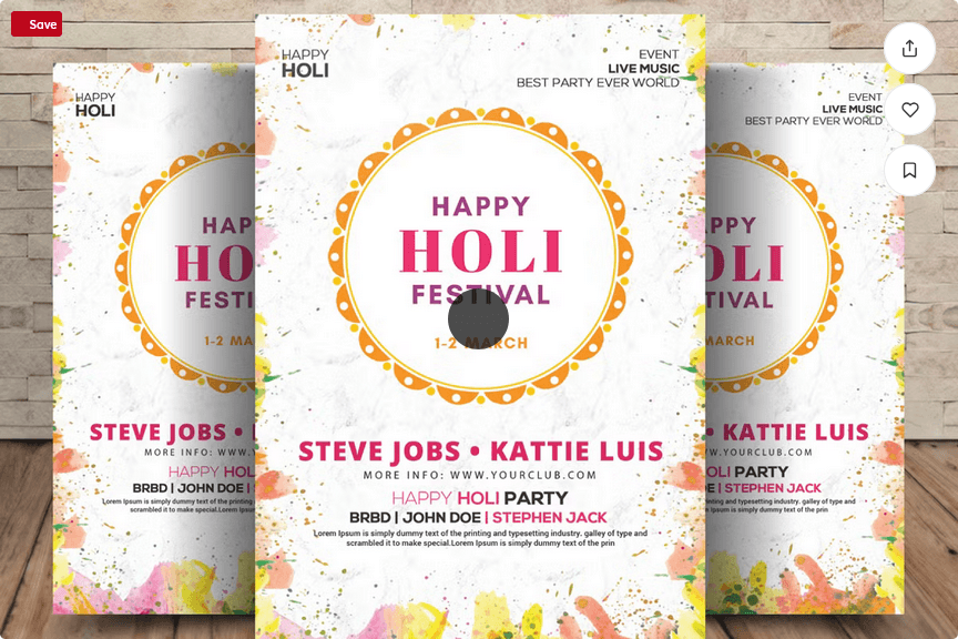 Happy Holi Party Flyer PSD Template