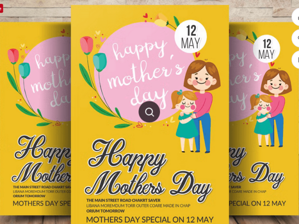 Happy Mothers Day Card Flyer PSD Template