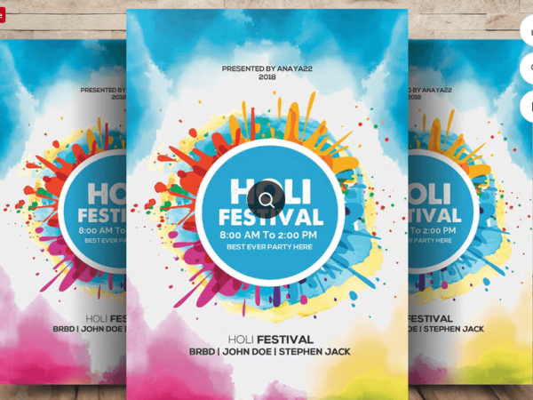 Holi Festival Flyer PSD Template