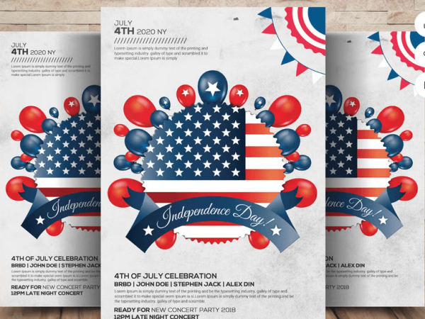 Independence Day 4th of July Party Flyer PSD