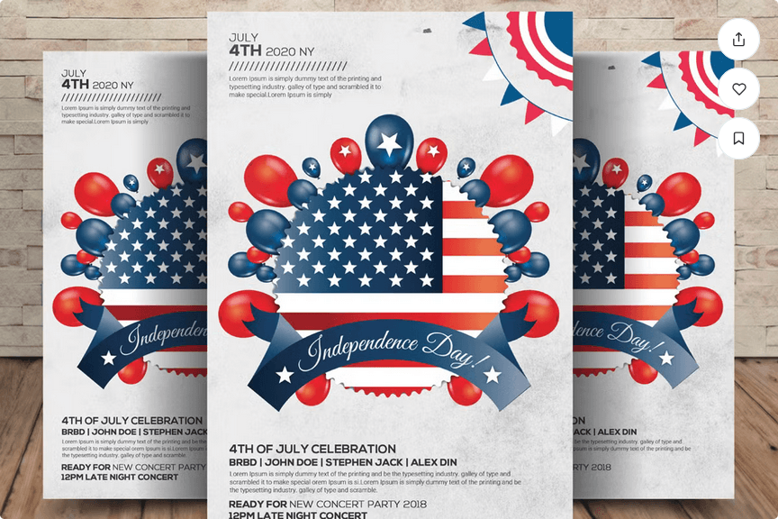 Independence Day 4th of July Party Flyer PSD