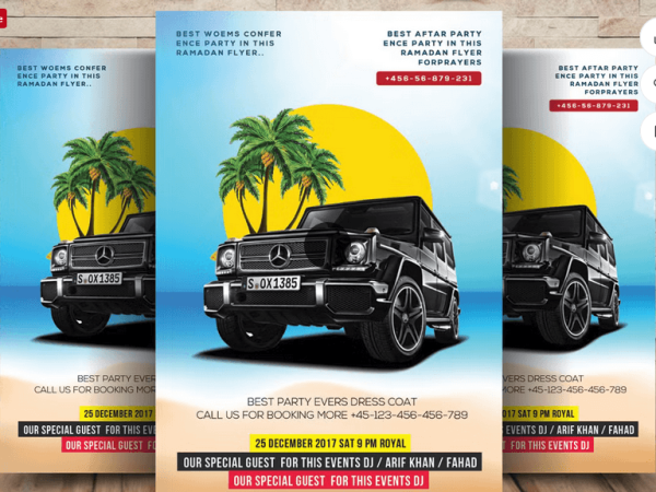 Modern Luxury Villa Pool Party Flyer – Fully Editable PSD Template