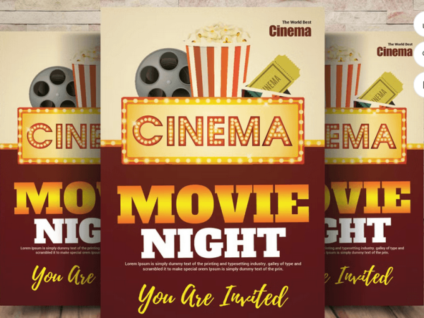 Movie Night Cinema Flyer Template PSD