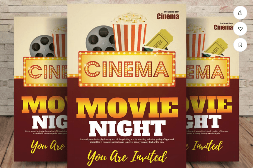 Movie Night Cinema Flyer Template PSD