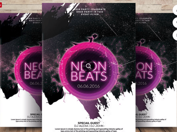 Neon Fest Party Flyer PSD Template