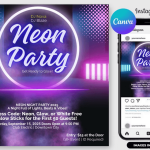 Neon Party Flyer PSD Template