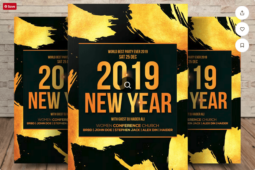 Retro Style New Year Bash Event Flyer – Creative Layered PSD File