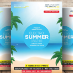 Retro Style Summer Pool Party Flyer Fun Colorful Layered PSD