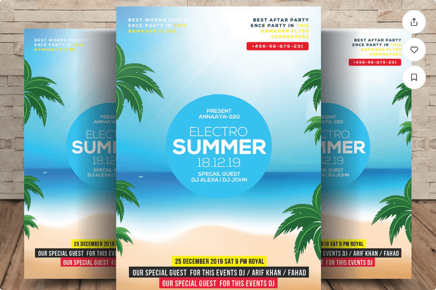 Retro Style Summer Pool Party Flyer Fun Colorful Layered PSD