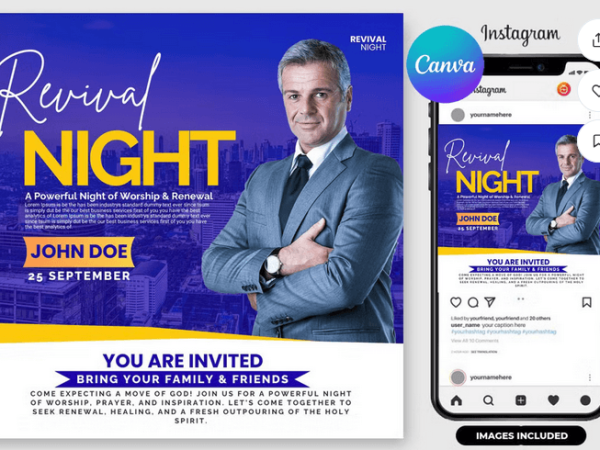 Revival Night Church Flyer Template PSD File
