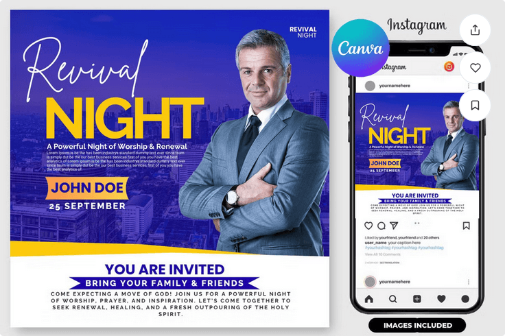 Revival Night Church Flyer Template PSD File