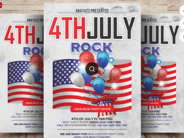 Rustic 4th of July Block Party Flyer Template PSD