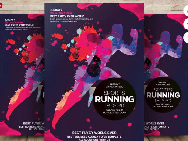 Sports Running Flyer Template PSD