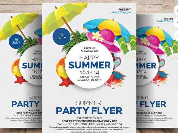 Summer Beach Pool Party Event Flyer PSD Template