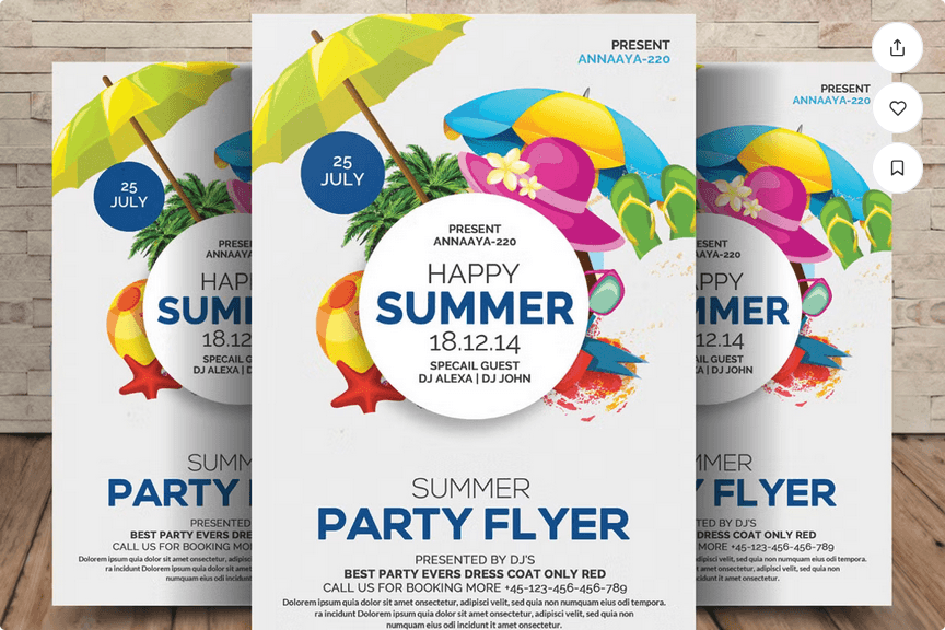 Summer Beach Pool Party Event Flyer PSD Template