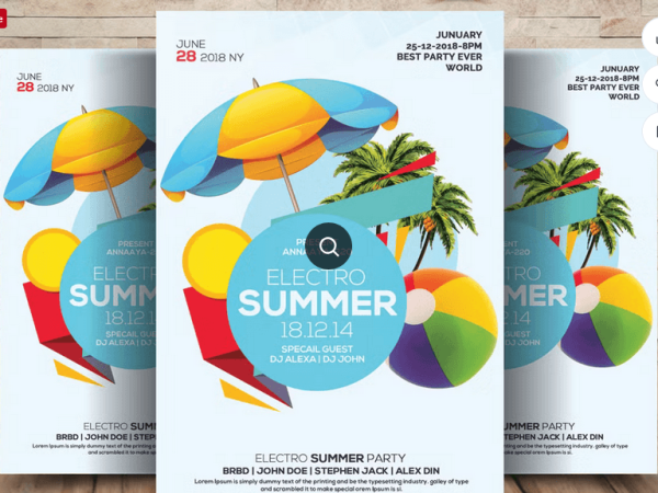 Summer Pool Beach Party Flyer Template PSD