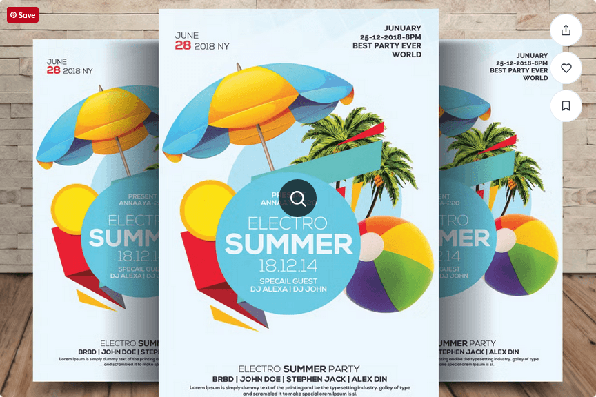 Summer Pool Beach Party Flyer Template PSD