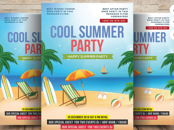 Summer Pool Party Event Flyer PSD