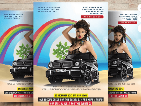 Tropical Beach Party Flyer PSD Template
