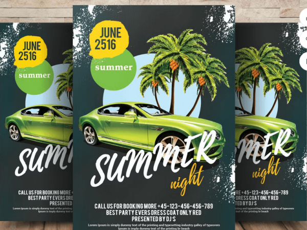 Tropical Poolside Bash Event Flyer High-Resolution PSD File