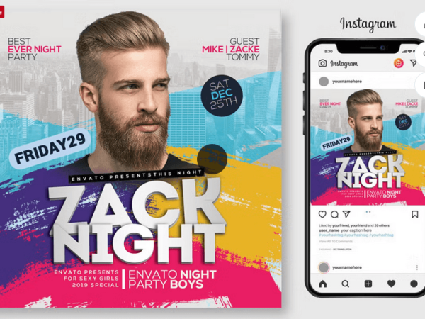 Urban Hip Hop Night Party Flyer PSD