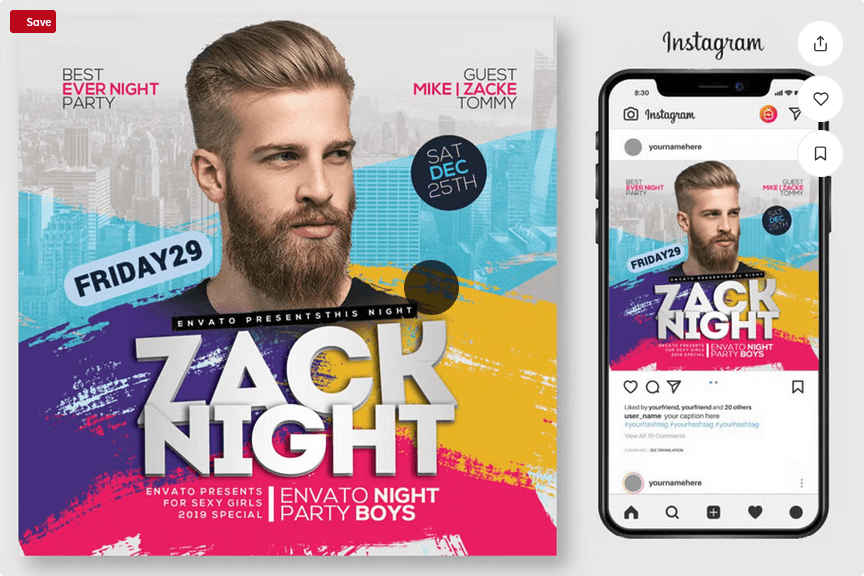 Urban Hip Hop Night Party Flyer PSD