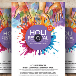 WOW Holi Festival Flyer PSD Template