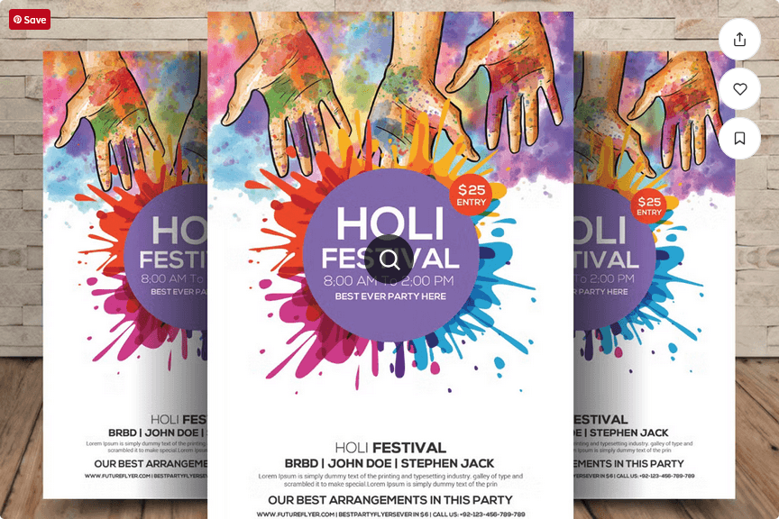 WOW Holi Festival Flyer PSD Template