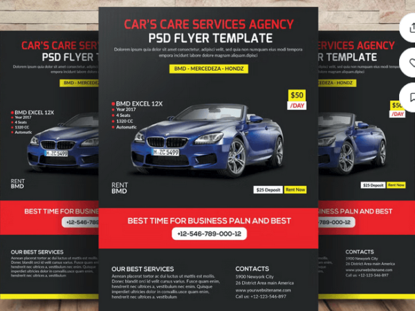 Wedding Car Rental Service Flyer PSD Template