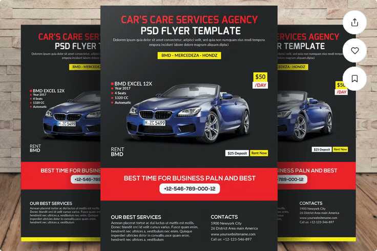 Wedding Car Rental Service Flyer PSD Template