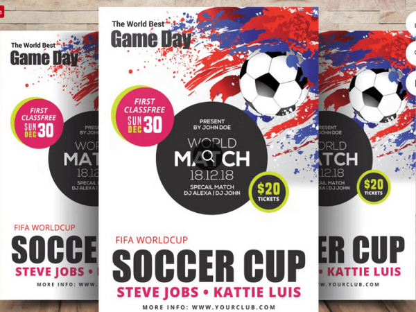 Word Soccer Cup Flyer Template PSD