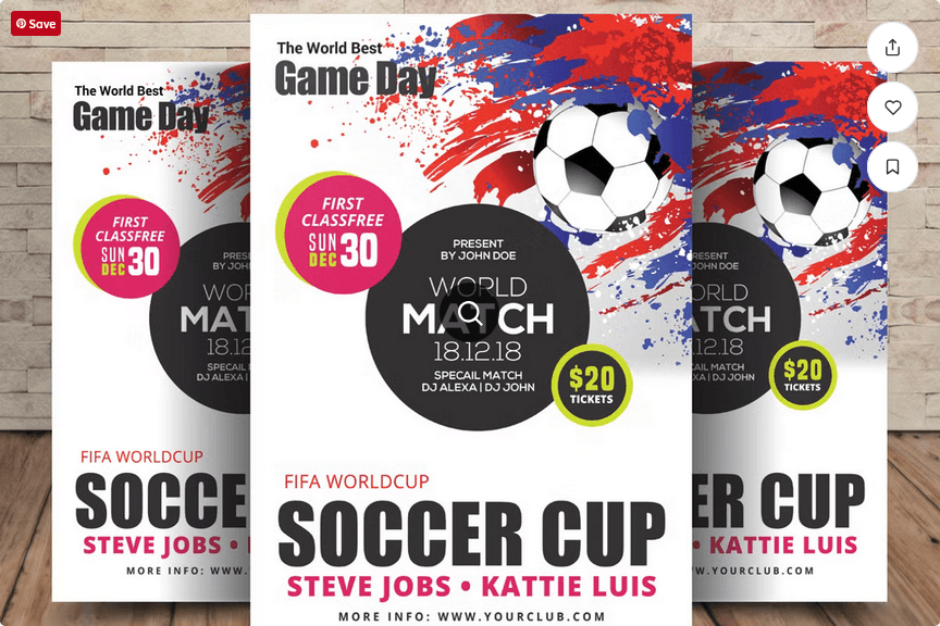 Word Soccer Cup Flyer Template PSD