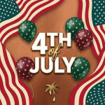 4th of July Celebration Flyer PSD template with American flag theme